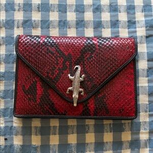 Karen Callan Designs Red and Black Snake Print Clutch